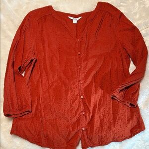Women's Rust Color Button Front Top